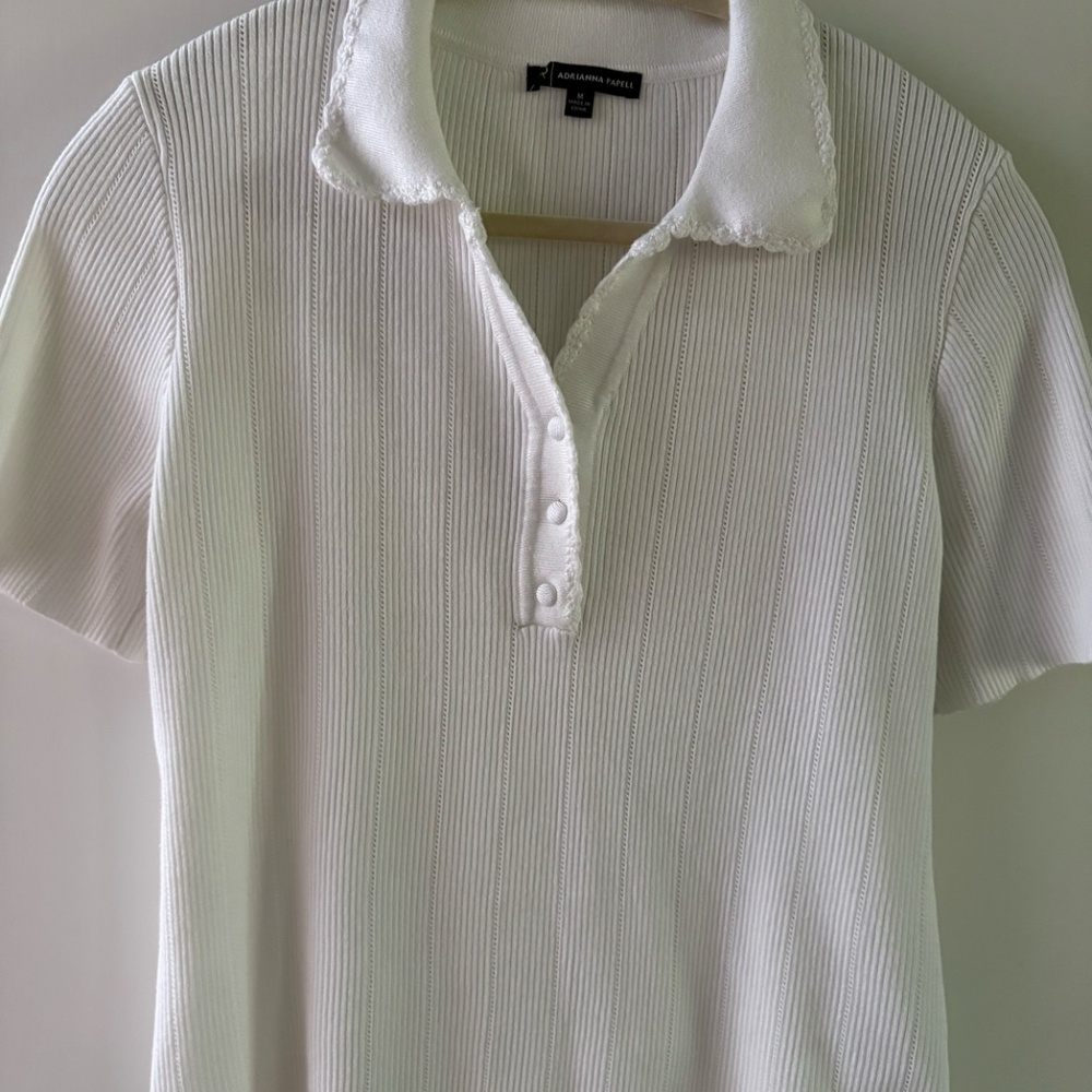 Knit Top Pointelle White sz Medium
